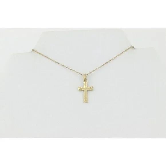 14k Yellow Gold Cross Necklace 18 Chain